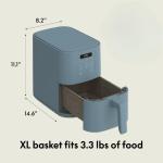 bella 4Qt Slim Air Fryer, Fits-anywhere Kitchenware, EverGood Ceramic Nonstick Coating, Adjustable Temperature, 6 Preset Cooking Options, 60 Min Auto Shutoff w Audible Tone, 3.3lb Capacity, Surf