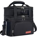 JOINGO Lunch Box For Men/Women,Large Double-layer Insulated Expandable Reusable Leakproof Cooler Bags For Adults,Lunch Bag With Adjustable Shoulder Strap For Office Travel Picnic（Black）