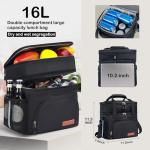 JOINGO Lunch Box For Men/Women,Large Double-layer Insulated Expandable Reusable Leakproof Cooler Bags For Adults,Lunch Bag With Adjustable Shoulder Strap For Office Travel Picnic（Black）
