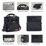 JOINGO Lunch Box For Men/Women,Large Double-layer Insulated Expandable Reusable Leakproof Cooler Bags For Adults,Lunch Bag With Adjustable Shoulder Strap For Office Travel Picnic（Black）