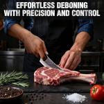 Mossy Oak Chef Knife, Kitchen Knife for Boning, Cutting, and Chopping, Hand Forged Boning Knife Full Tang Handle with Genuine Leather Sheath, Meat Cleaver Knife for Outdoor Cooking, Camping