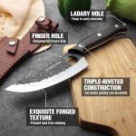 Mossy Oak Chef Knife, Kitchen Knife for Boning, Cutting, and Chopping, Hand Forged Boning Knife Full Tang Handle with Genuine Leather Sheath, Meat Cleaver Knife for Outdoor Cooking, Camping