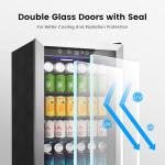 Feelfunn 4.5 Cu.Ft Beverage Refrigerator Cooler - 145 Can Mini Fridge Glass Door for Soda Beer Wine, Small Refrigerator for Bedroom Office Home Bar, 4 Adjustable Shelves, Silver