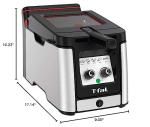 T-fal Deep Fryer with Basket, Electrics Stainless Steel 3.5 Liter Oil Capacity, 2.6 Pound Food Capacity 1800 Watts Easy Clean, Temp Control, Digital Timer, Oil Filtration, Dishwasher Safe Parts Silver