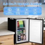DOGHLY 3.0 Cu.Ft Upright Freezer with Removable Shelf, 7 Adjustable Thermostat, Stand-up Single Door Compact Freezer with Rapid Cooling Technology for Home, Kitchen, Dorm, Black (3.0 CU.FT)