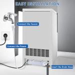 CMICE Commercial Ice Maker Machine, 110lbs/24H Stainless Steel Under Counter ice Machine with 30lbs Ice Storage Capacity, 6 Levels of Ice Thickness Adjustment, Ice Ready in 5-15 min