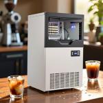 CMICE Commercial Ice Maker Machine, 110lbs/24H Stainless Steel Under Counter ice Machine with 30lbs Ice Storage Capacity, 6 Levels of Ice Thickness Adjustment, Ice Ready in 5-15 min