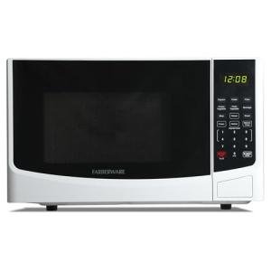 Farberware 0.9 Cu. Ft. Countertop Microwave Oven – 900W Power, Auto Cook Settings, Defrost, and Safety Lock – White