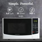 Farberware 0.9 Cu. Ft. Countertop Microwave Oven – 900W Power, Auto Cook Settings, Defrost, and Safety Lock – White