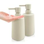 ARTWIND Liquid Soap Dispenser 2 Pack, 8.5oz Matte Beige Lotion Hand Sanitizer Soap Dispenser with Easy-to-Press Pump for Bathroom & Kitchen Countertop Refillable