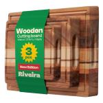 Riveira Premium Maple/Cherry/Walnut Wood Cutting Board – Versatile and Durable: Set Of 3 Pcs Rectangular Wooden Cutting Board – Natural Wooden Cutting Boards For Kitchen - Complete Cutting Boards