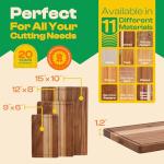 Riveira Premium Maple/Cherry/Walnut Wood Cutting Board – Versatile and Durable: Set Of 3 Pcs Rectangular Wooden Cutting Board – Natural Wooden Cutting Boards For Kitchen - Complete Cutting Boards