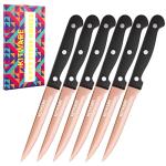 KITWARE Rose Gold Steak Knife Set, 6-Piece, 4.5 Inch Serrated, Stainless Steel Tableware Cutlery for Vegetables, Meat, Bread and Butter