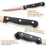 KITWARE Rose Gold Steak Knife Set, 6-Piece, 4.5 Inch Serrated, Stainless Steel Tableware Cutlery for Vegetables, Meat, Bread and Butter