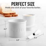 Zulay Kitchen Butter Crock With Lid & Spreader Knife for Countertop - Ceramic French Butter Dish Keeper For Fresh & Spreadable Butter - White