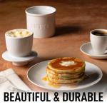 Zulay Kitchen Butter Crock With Lid & Spreader Knife for Countertop - Ceramic French Butter Dish Keeper For Fresh & Spreadable Butter - White