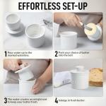 Zulay Kitchen Butter Crock With Lid & Spreader Knife for Countertop - Ceramic French Butter Dish Keeper For Fresh & Spreadable Butter - White