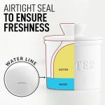 Zulay Kitchen Butter Crock With Lid & Spreader Knife for Countertop - Ceramic French Butter Dish Keeper For Fresh & Spreadable Butter - White