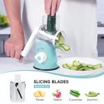 REDPANT Rotary Cheese Grater, Cheese Grater Hand Crank with 3 Interchangeable Blades, Manual Cheese Shredder with Strong Suction Base, Easy to Use and Clean, Blue