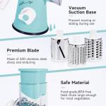 REDPANT Rotary Cheese Grater, Cheese Grater Hand Crank with 3 Interchangeable Blades, Manual Cheese Shredder with Strong Suction Base, Easy to Use and Clean, Blue