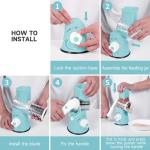 REDPANT Rotary Cheese Grater, Cheese Grater Hand Crank with 3 Interchangeable Blades, Manual Cheese Shredder with Strong Suction Base, Easy to Use and Clean, Blue