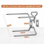 Onlyfire 6102 Stainless Steel Grill Rotisserie Forks(1-Pair)-Fits for Weber 3/8" and 5/16" Square Spit Rods