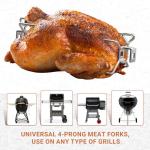 Onlyfire 6102 Stainless Steel Grill Rotisserie Forks(1-Pair)-Fits for Weber 3/8" and 5/16" Square Spit Rods