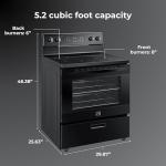 Kenmore 5.2 cu ft. Rear Control Electric Range with 4 Cooktop Elements-Steam Oven & Hidden Bake for Easy Cleaning-Ultra-Durable Chrome Racks & Storage Drawer, Black