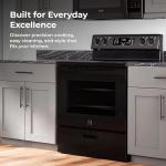 Kenmore 5.2 cu ft. Rear Control Electric Range with 4 Cooktop Elements-Steam Oven & Hidden Bake for Easy Cleaning-Ultra-Durable Chrome Racks & Storage Drawer, Black