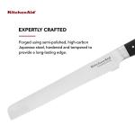 KitchenAid Gourmet Forged Triple Rivet Bread Knife with Custom-Fit Blade Cover, 5-inch, Sharp Kitchen Knife, High-Carbon Japanese Stainless Steel Blade, Black