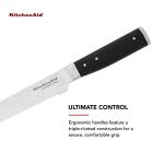 KitchenAid Gourmet Forged Triple Rivet Bread Knife with Custom-Fit Blade Cover, 5-inch, Sharp Kitchen Knife, High-Carbon Japanese Stainless Steel Blade, Black