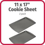 GoodCook Everday Nonstick Carbon Steel 17 x 11-Inch Baking Sheet Set, 2 Pack – Medium Sized Carbon Steel Cooking Pans, Bakeware Set, Cookie Sheets for Baking, Oven Pan Set