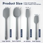 ChefAide 4 Pieces Silicone Spatula Set, Food Grade Rubber Spatula, Upgrade Strong Handle with Ergonomic Grip, Heat Resistant for Nonstick Cookware, Cooking