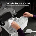 Kismile Nugget Ice Makers Countertop, 35Lbs/24H, Portable Sonic Ice Machine with Self-Cleaning/One-Click Operation for Home/Office(Stainless Steel Silver)