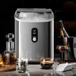 Kismile Nugget Ice Makers Countertop, 35Lbs/24H, Portable Sonic Ice Machine with Self-Cleaning/One-Click Operation for Home/Office(Stainless Steel Silver)