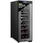 NutriChef 18 Bottle Wine Fridge - Dual Zone Wine Chiller, Adjustable Temperature 41°F to 64°F, Ultra Quiet Operation, Free Standing Wine Cooler For Home, & Office, 32 x 11 x 26 IN (Black)