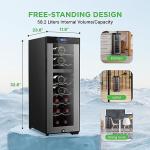 NutriChef 18 Bottle Wine Fridge - Dual Zone Wine Chiller, Adjustable Temperature 41°F to 64°F, Ultra Quiet Operation, Free Standing Wine Cooler For Home, & Office, 32 x 11 x 26 IN (Black)