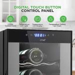 NutriChef 18 Bottle Wine Fridge - Dual Zone Wine Chiller, Adjustable Temperature 41°F to 64°F, Ultra Quiet Operation, Free Standing Wine Cooler For Home, & Office, 32 x 11 x 26 IN (Black)