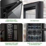 NutriChef 18 Bottle Wine Fridge - Dual Zone Wine Chiller, Adjustable Temperature 41°F to 64°F, Ultra Quiet Operation, Free Standing Wine Cooler For Home, & Office, 32 x 11 x 26 IN (Black)