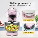 VIVOHOME Stand Mixer, 660W 10 Speed 6 Quart Tilt-Head Kitchen Electric Food Mixer with Beater, Dough Hook, Wire Whip and Egg Separator, Pink