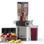 Anybear Cold Press Juicer, 200W Slow Masticating Juicer 4.3" Large Feed Chute Fit Whole Fruits Vegetables | Heavy Duty Auger | Tritan Materials | BPA Free | Easy to Clean (Silver)
