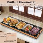 Warming Mat for Food (Extra Long 40"x12"), Electric Warming Trays for Buffets Party & Daily Use with Golden Edges, Temperature Adjustable & Full Surface Warm Tempered Glass Food Warmer Mat, Black