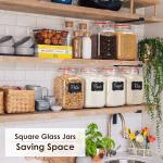 [UPGRADE] 2 Pack Square Super Wide Mouth Airtight Glass Storage Jars with Lids, 1.1 Gallon Glass Container with 2 Measurement Marks, Canning Jars with Leak-proof Lid for Kitchen (Spare Gasket)