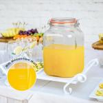 [UPGRADE] 2 Pack Square Super Wide Mouth Airtight Glass Storage Jars with Lids, 1.1 Gallon Glass Container with 2 Measurement Marks, Canning Jars with Leak-proof Lid for Kitchen (Spare Gasket)