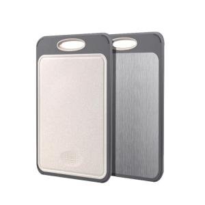 FBERS Double-Sided Cutting Board 304 Stainless Steel Cutting Board and Wheat Straw Large Chopping Board for Kitchen 16X11X0.78 Inch for Fruit, Vegetables, Meat, Easy to Clean, 3.9lb (dark black)1