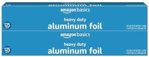 Amazon Basics Heavy Duty Aluminum Foil, 125 Sq Ft, Pack of 2