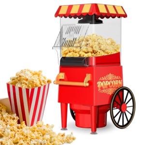 OSTBA 1200W Air Popper Popcorn Maker, 12 Cups Hot Air Popcorn Popper Electric with Retro Design, Oil-Free Popcorn Machine with Butter Tray, One-Button Control, Home & Party Use