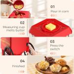 OSTBA 1200W Air Popper Popcorn Maker, 12 Cups Hot Air Popcorn Popper Electric with Retro Design, Oil-Free Popcorn Machine with Butter Tray, One-Button Control, Home & Party Use