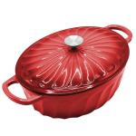 Enameled Oval Dutch Oven Pot with Lid, 7 QT Cast Iron Dutch Oven with Dual Handles for Cooking, Bread Baking, Frying, Non-stick Enamel Coated Oven (7 QT Gradient Red)
