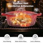 Enameled Oval Dutch Oven Pot with Lid, 7 QT Cast Iron Dutch Oven with Dual Handles for Cooking, Bread Baking, Frying, Non-stick Enamel Coated Oven (7 QT Gradient Red)